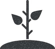 Growing, nature, plant vector icon illustration with stamp effect