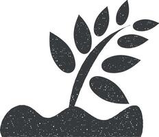plant on earth vector icon illustration with stamp effect