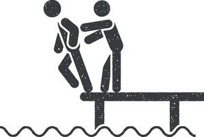 push into water vector icon illustration with stamp effect