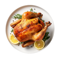 AI generated Chicken on a plate png isolated on transparent background