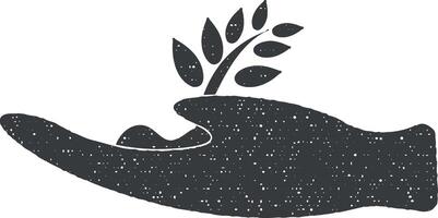mano sostiene un planta germen vector icono ilustración con sello efecto