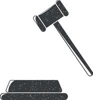 hammer vector icon illustration with stamp effect