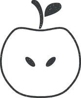 sliced apple vector icon illustration with stamp effect