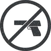 no gun sign vector icon illustration with stamp effect