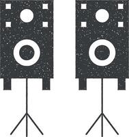 karaoke, audio, altoparlante vector icono ilustración con sello efecto