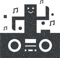 Karaoke, concert, dj vector icon illustration with stamp effect