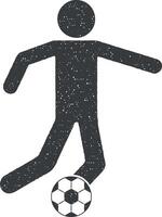 soccer player with a ball vector icon illustration with stamp effect