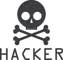 firmar de hackers vector icono ilustración con sello efecto