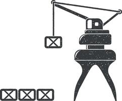 crane with load vector icon illustration with stamp effect