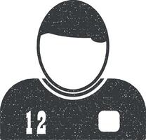 football player vector icon illustration with stamp effect