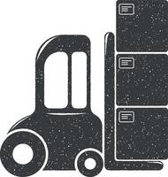 loader with boxes vector icon illustration with stamp effect