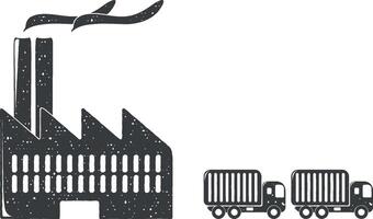 trucks and plant vector icon illustration with stamp effect