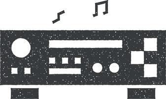 Karaoke, multimedia, player vector icon illustration with stamp effect