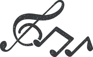 musical notes vector icon illustration with stamp effect