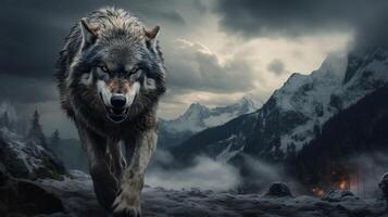 AI generated wolf high quality image photo