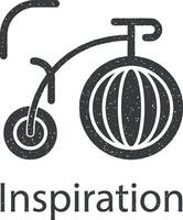 big, bike, dream, inspiration vector icon illustration with stamp effect