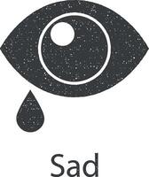 droop, eye, sad vector icon illustration with stamp effect