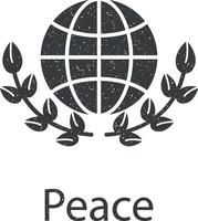 peace, globe, flower vector icon illustration with stamp effect