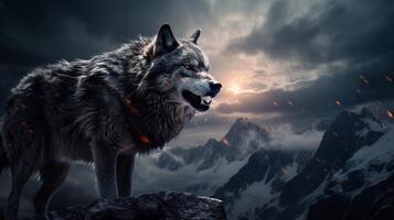 AI generated wolf high quality image photo