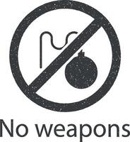 No armas vector icono ilustración con sello efecto