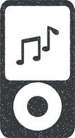 music on the player vector icon illustration with stamp effect