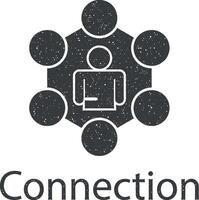 connection, humans vector icon illustration with stamp effect