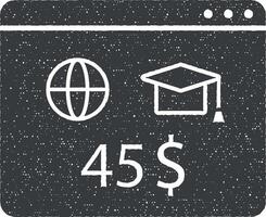 Website online education 45 dollar vector icon illustration with stamp effect