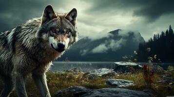 AI generated wolf high quality image photo