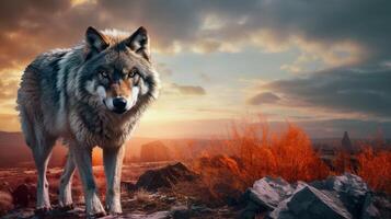 AI generated wolf high quality image photo