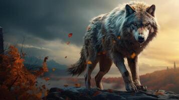 AI generated wolf high quality image photo