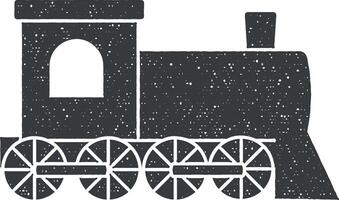 Steam locomotive vector icon illustration with stamp effect