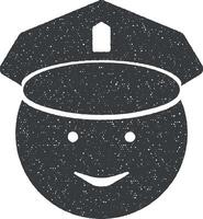 face of a policeman vector icon illustration with stamp effect