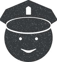 face of a policeman vector icon illustration with stamp effect