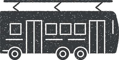 Tram vector icon illustration with stamp effect