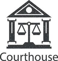 courthouse vector icon illustration with stamp effect