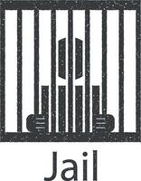 jail, human vector icon illustration with stamp effect