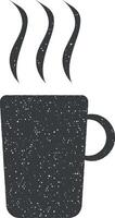 a cup of coffee vector icon illustration with stamp effect