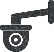 Surveillance Camera vector icon illustration with stamp effect