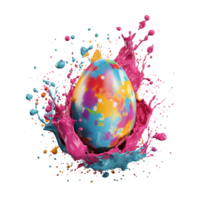 AI generated Colorful splash easter egg isolated on transparent background png