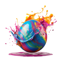 AI generated Colorful splash easter egg isolated on transparent background png