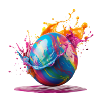 AI generated Colorful splash easter egg isolated on transparent background png