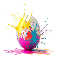 AI generated Colorful splash easter egg isolated on transparent background png