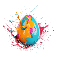 AI generated Colorful splash easter egg isolated on transparent background png