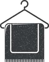 towel on a hanger vector icon illustration with stamp effect