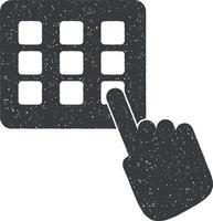 hand and code vector icon illustration with stamp effect