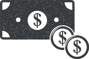 money vector icon illustration with stamp effect