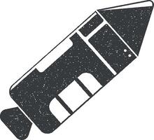 space shuttle vector icon illustration with stamp effect