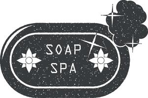 jabón en el spa vector icono ilustración con sello efecto