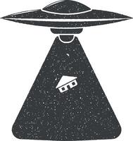 aliens take home vector icon illustration with stamp effect