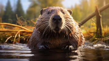 AI generated beaver high quality image photo